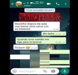 Namorada agradecendo a carona do amigo e avisando ao corno